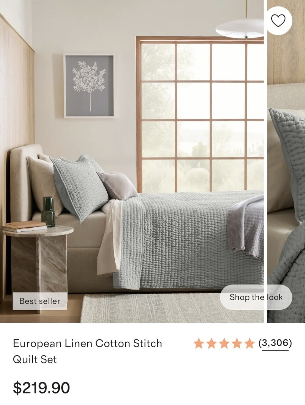 Quince European  Cotton Stitch Quilt Light Blue Green Mint